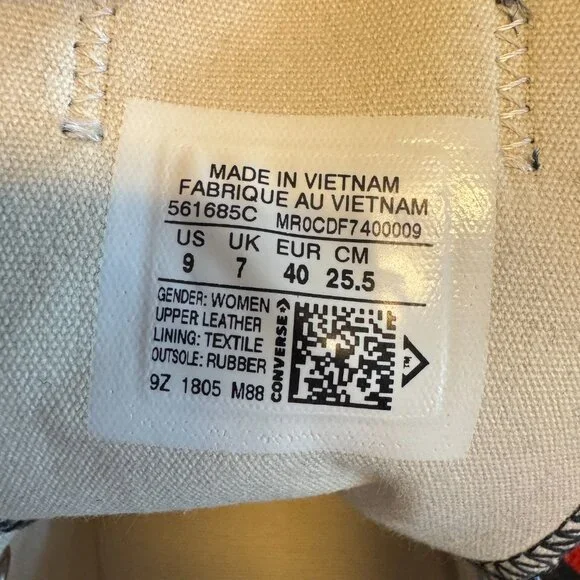 Converse All Star Womens Size 9 Black Leather with Silver Metal Studs - Picture 13 of 13